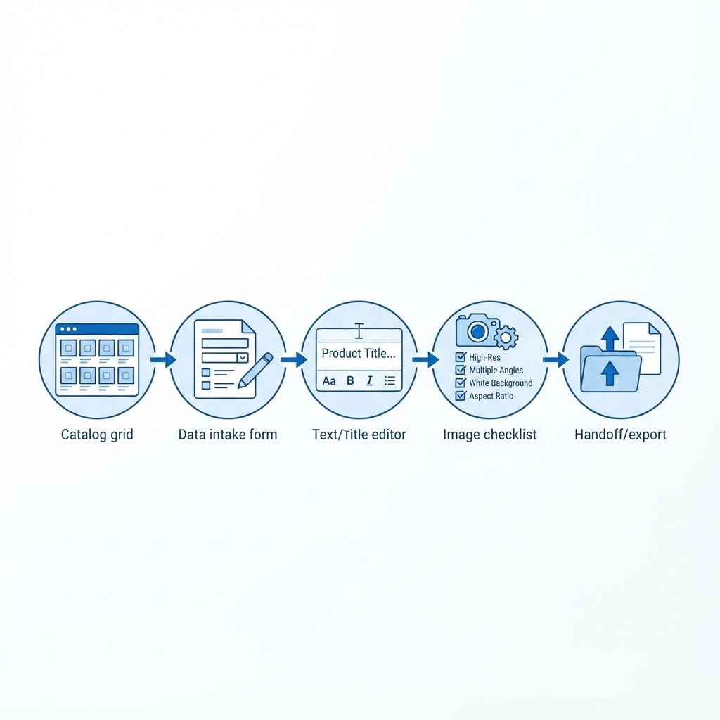 Pět kroků learning path: katalog, data, text, obrázky, předání